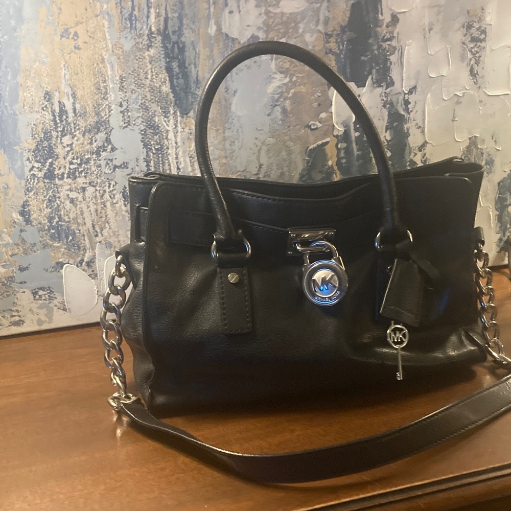 Michael Kors Black Leather Satchel Bag